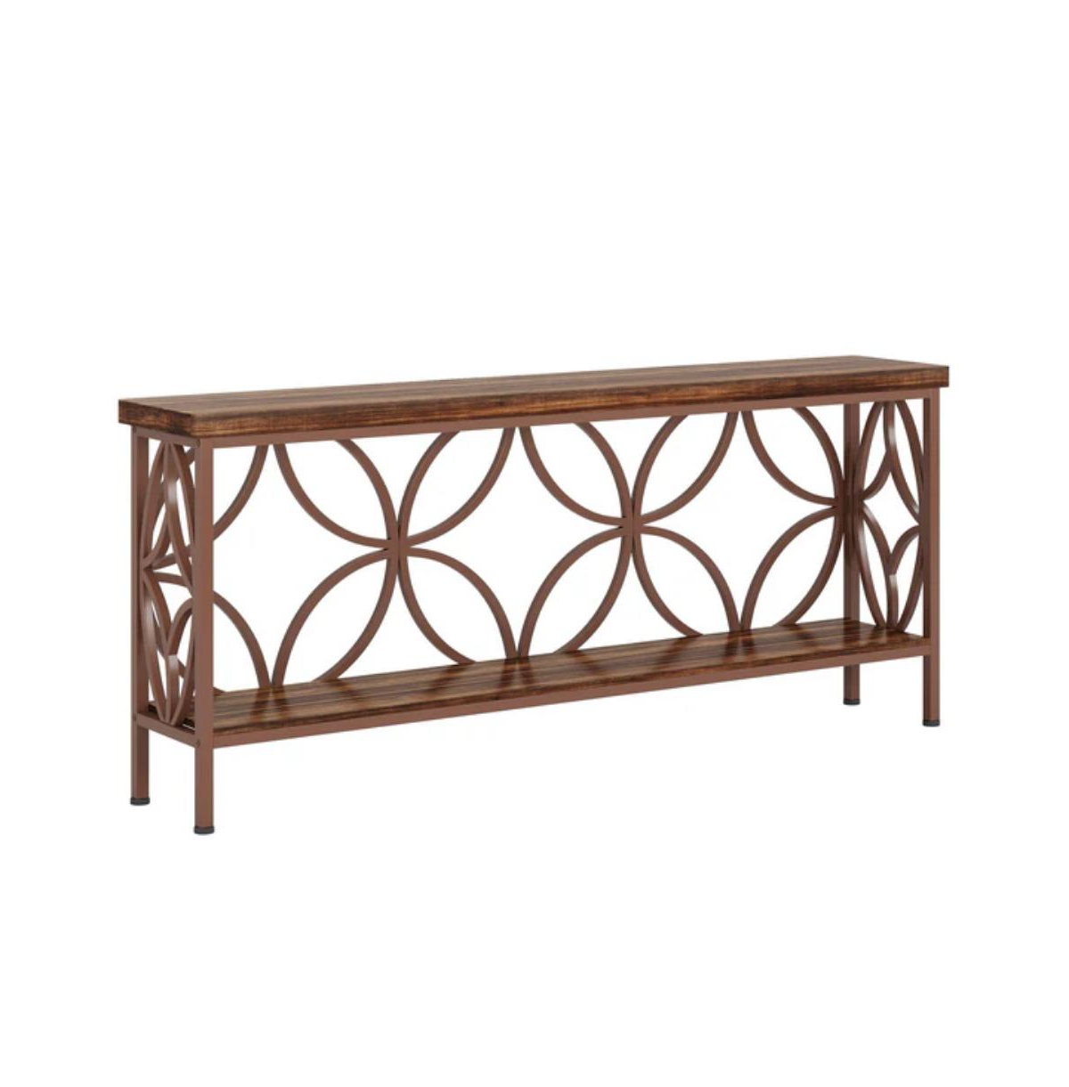 Slickblue 2-Tier Console Sofa Table with Industrial Design for Entryway and Living Room