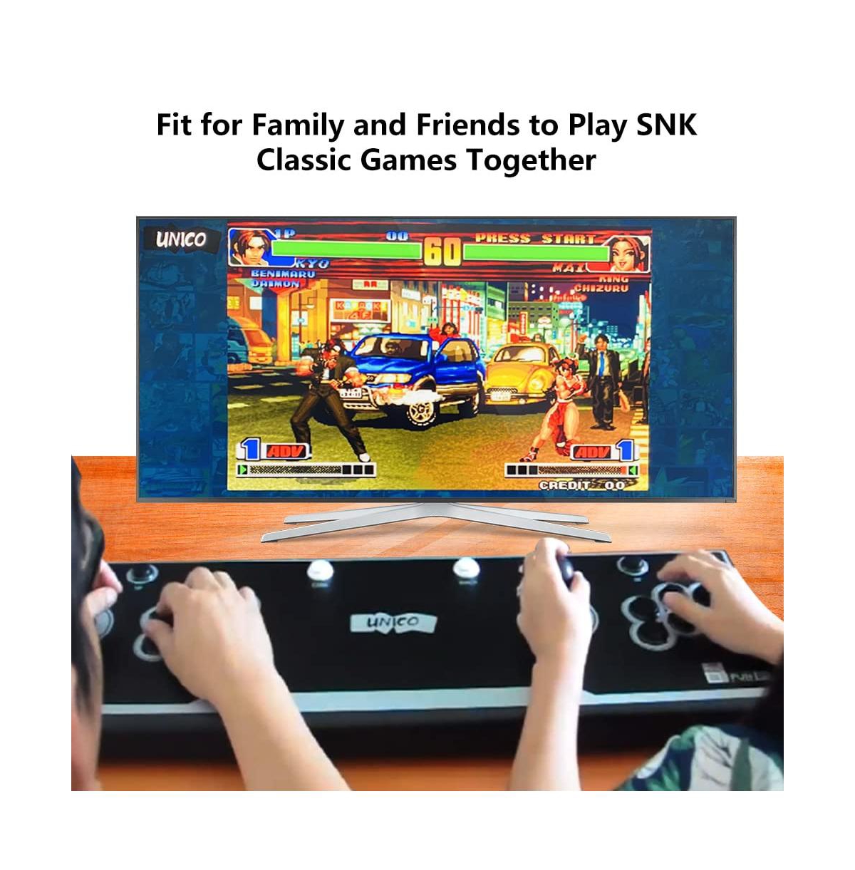 Unico Fun R1 Retro Arcade Fight Stick with 40 Snk Classic Games Including King of Fighters, Metal Slug, Samurai Showdown and More