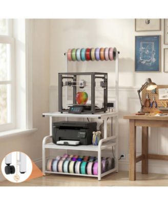 Large Printer Stand with 4-Tier Storage and Charging Station, 3D Printer Table with Filament Storgae and Rolling
