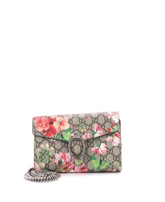Small Dionysus Chain Wallet Blooms Print GG Coated Canvas