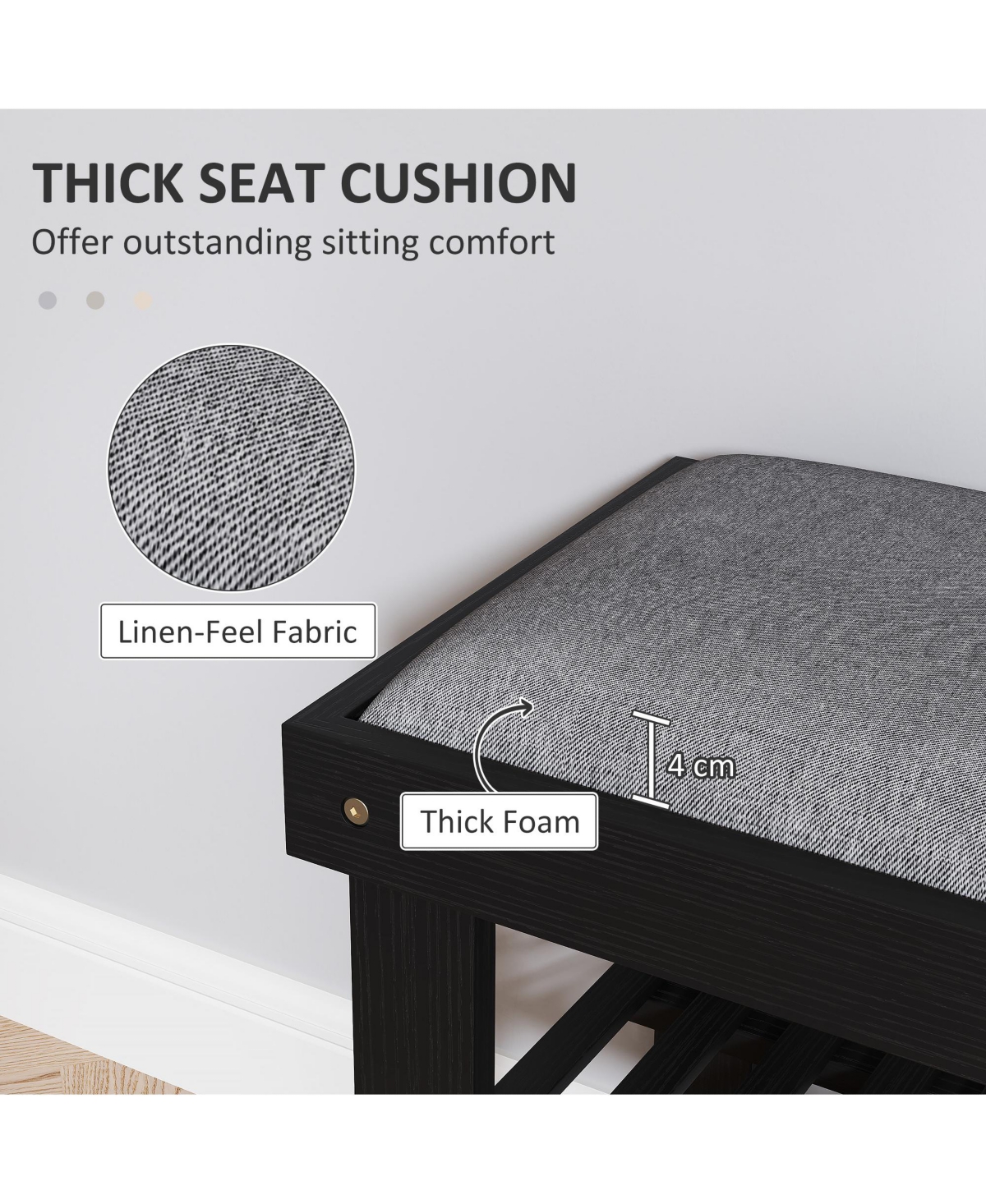 Homcom Bamboo Shoe Bench, Entryway Bench with Storage and Cushion