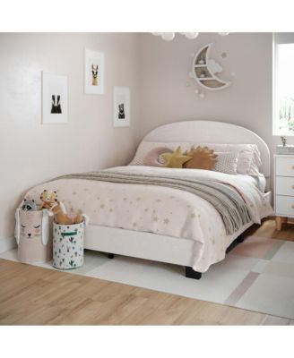 Platform Bed Frame with Curved Headboard and Wood Slat Foundation