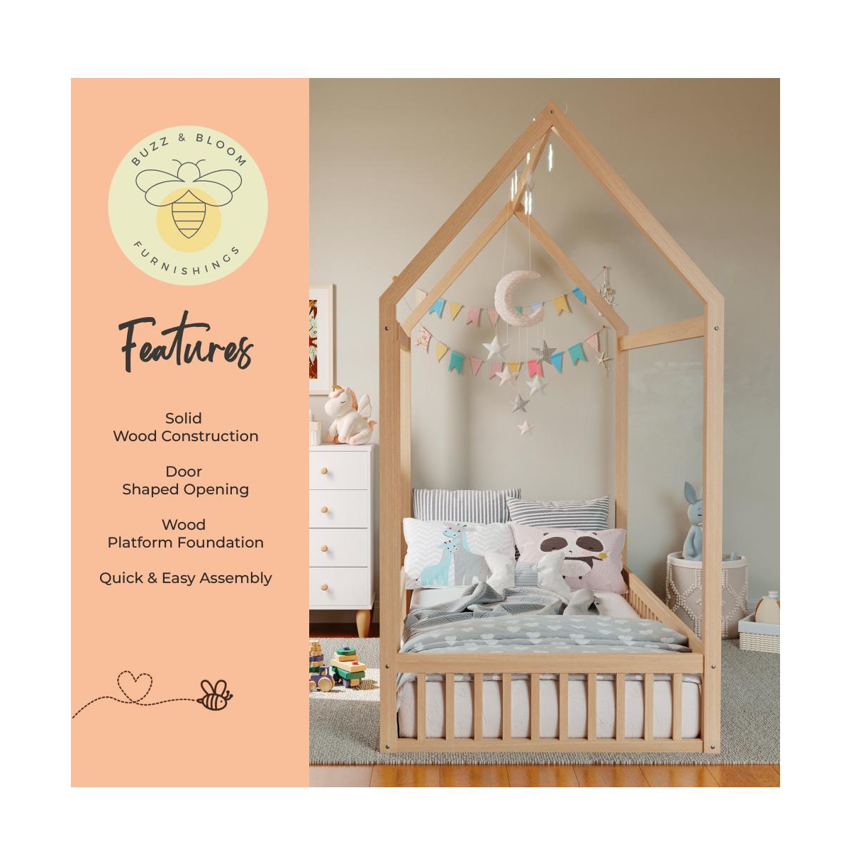 Buzz & Bloom Kids House Shaped Bed with Triangular Top