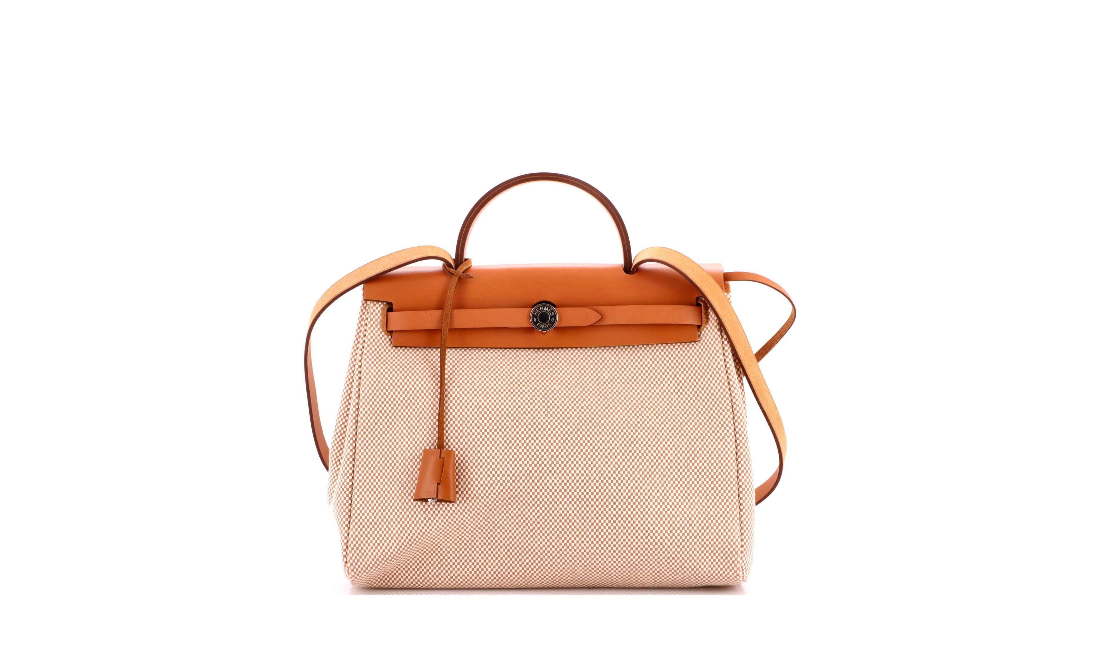 Pre-Owned HERMES 31 Herbag Zip Criss Viking Toile and Leather