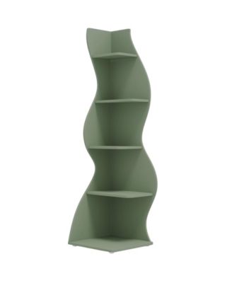 Modern Corner Bookcase with 5 Tier Open Storage Shelves