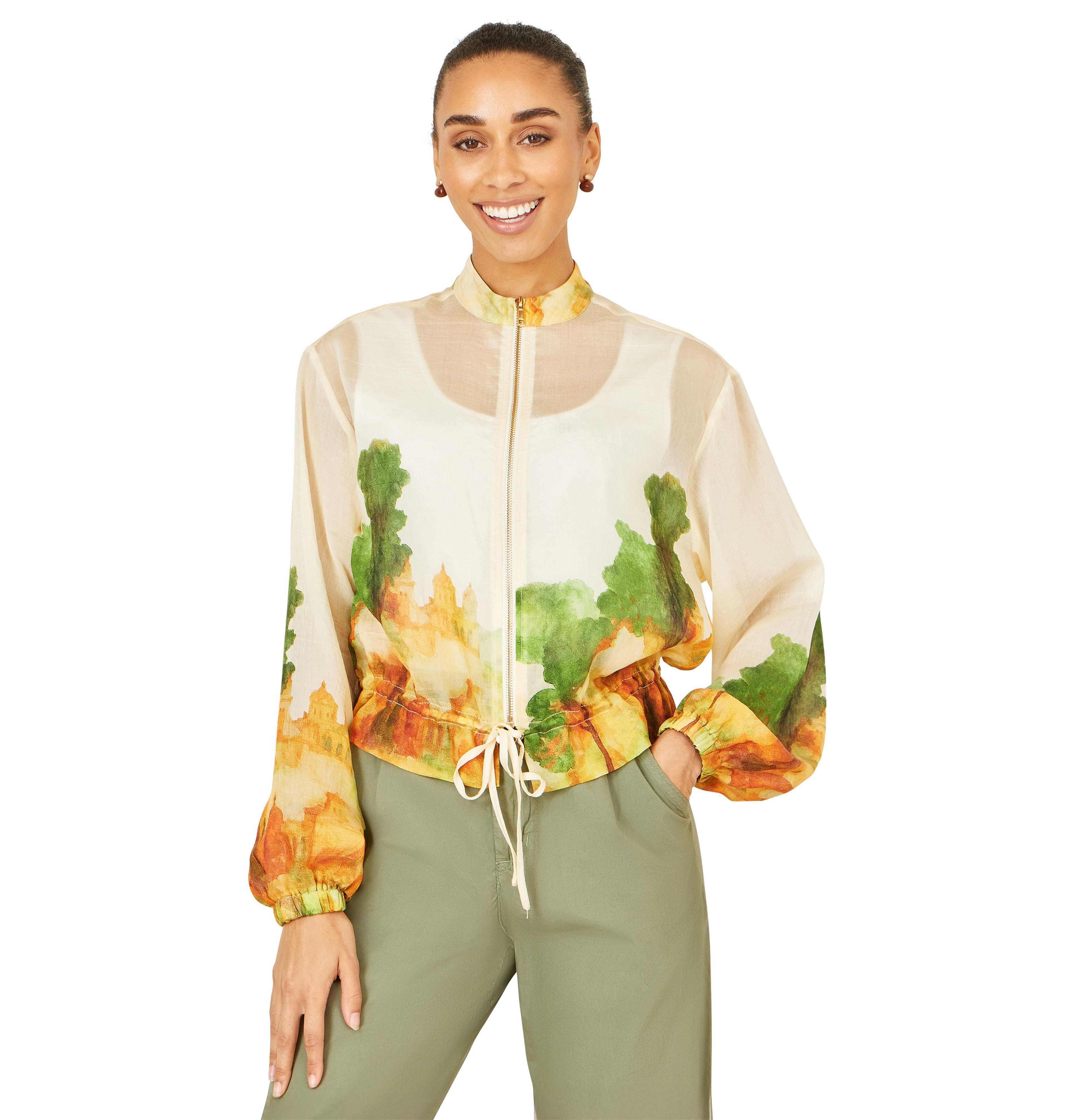 Yumi Women's Printed Lightweight Modal Bomber Jacket