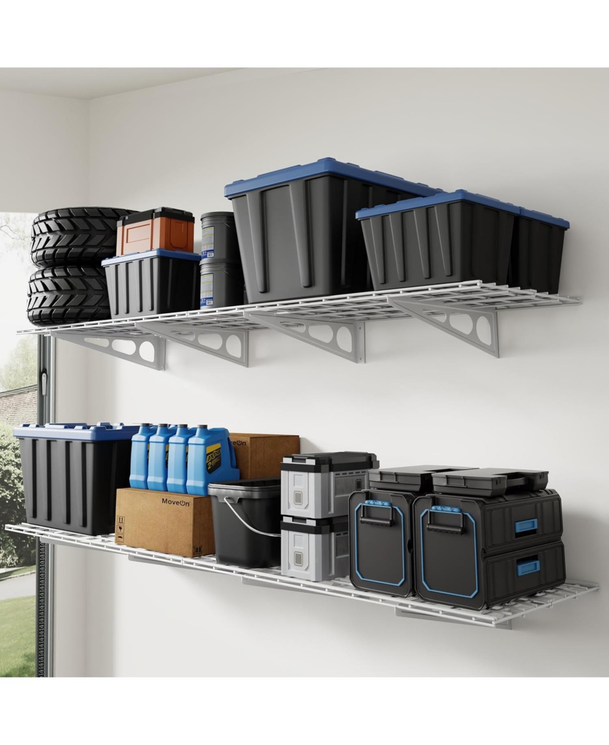 Fleximounts 4-Pack 2x4ft 24-inch-by-48-inch Wall Shelf Garage Storage Rack