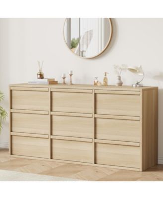 9 Dresser for Bedroom, 58.7" Wide Dresser, Freestanding Horizontal Drawer with Storage, Wooden Closet Chest Storage for Living Room,Hallway
