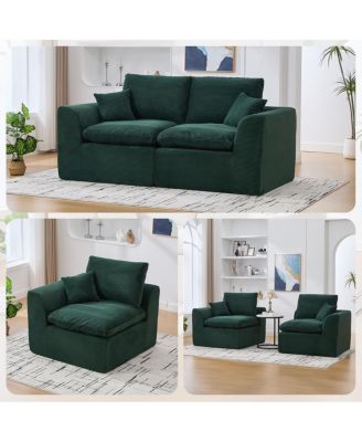  Modular Sectional Sofa Cloud Couch, Comfy Modern 2 Seater with Removable Cushion Covers