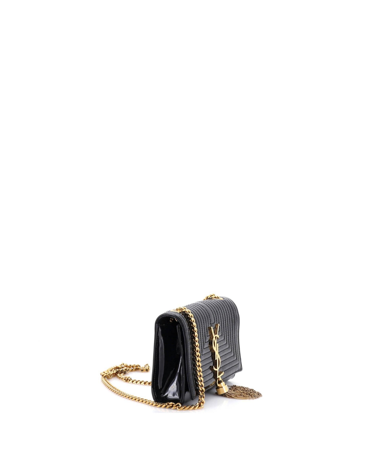 Pre-Owned Saint Laurent Small Classic Monogram Tassel Crossbody Bag Quilted Patent