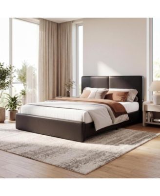 Upholstered Platform Bed Frame with Headboard, Corduroy Fabric, Stable Wooden Slat Support, Quiet Structure, Quick Assembly