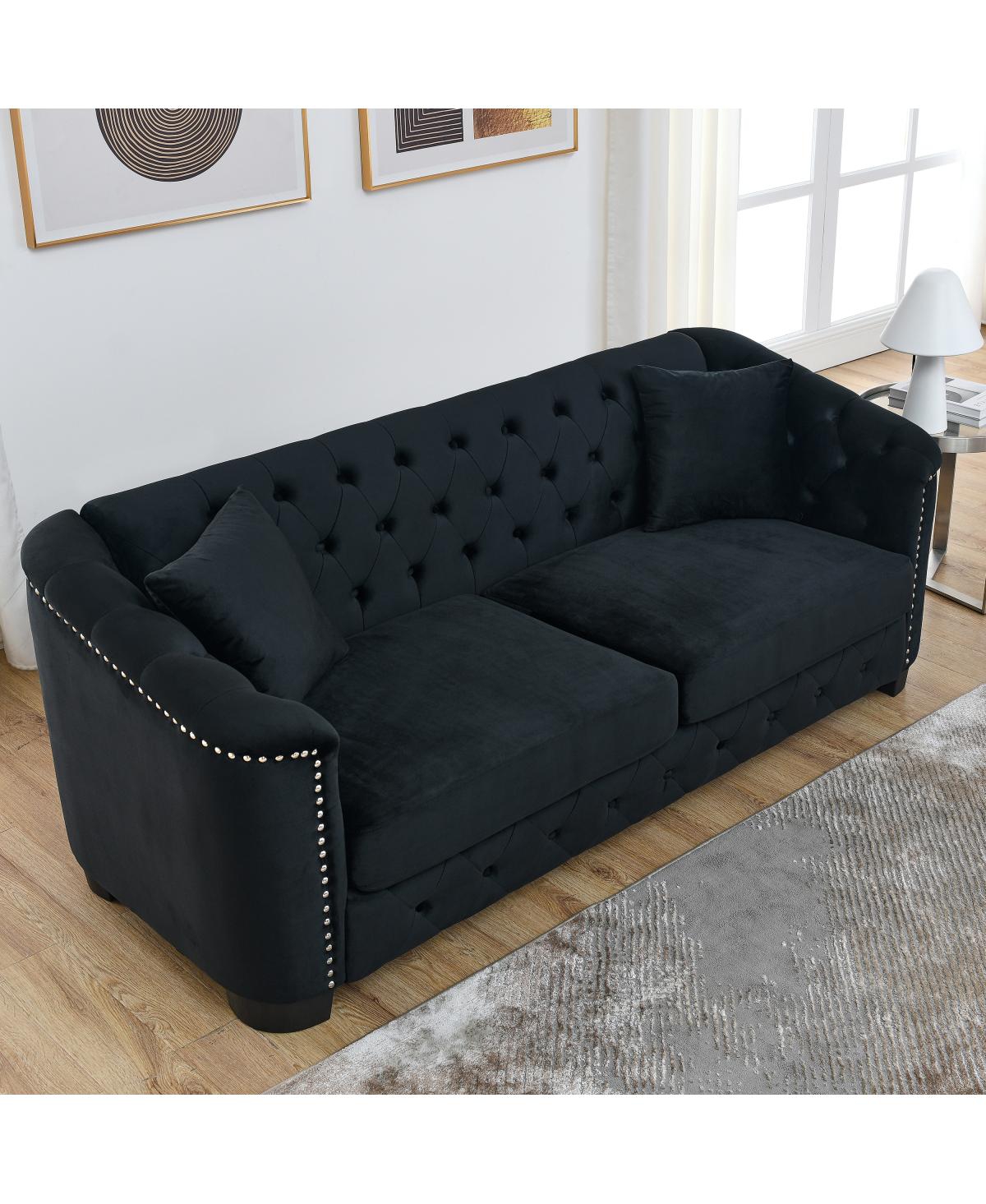 Streamdale Furniture Streamdale 77inch Modern Chesterfield Velvet Sofa
