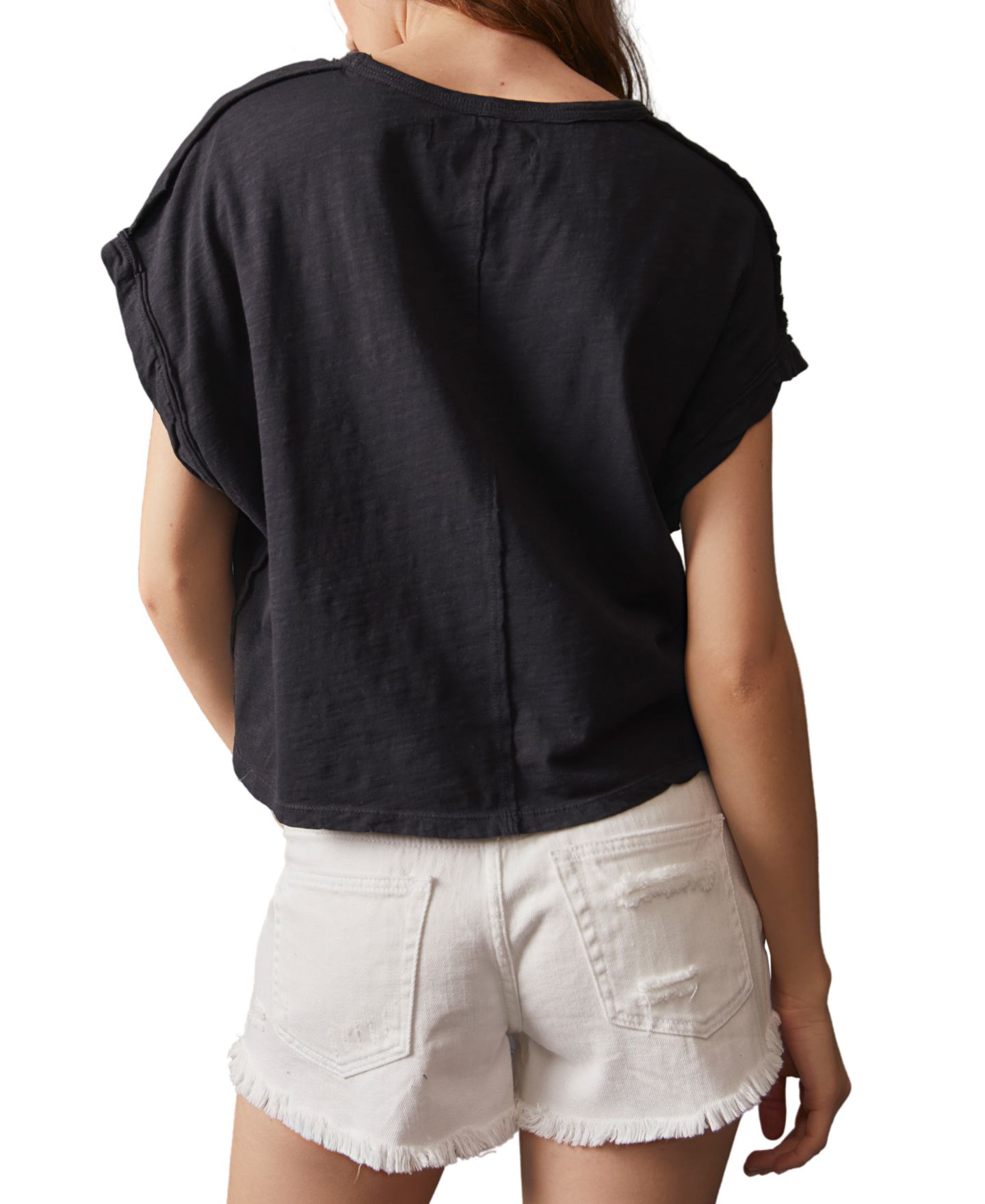 Женская футболка Free People You Rock Short-Sleeve Cropped T-Shirt, цвет: Чёрный — фото 8