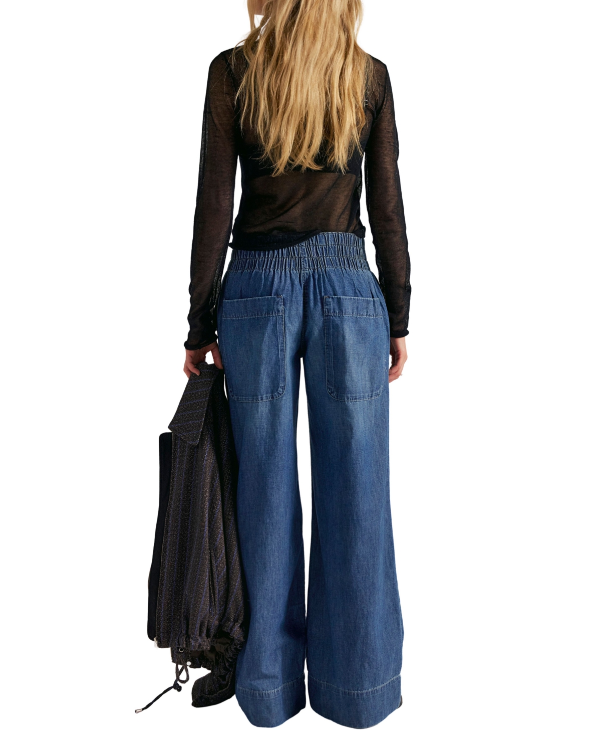 Free People Women's Mid-Rise Wide-Leg Utility Jeans
