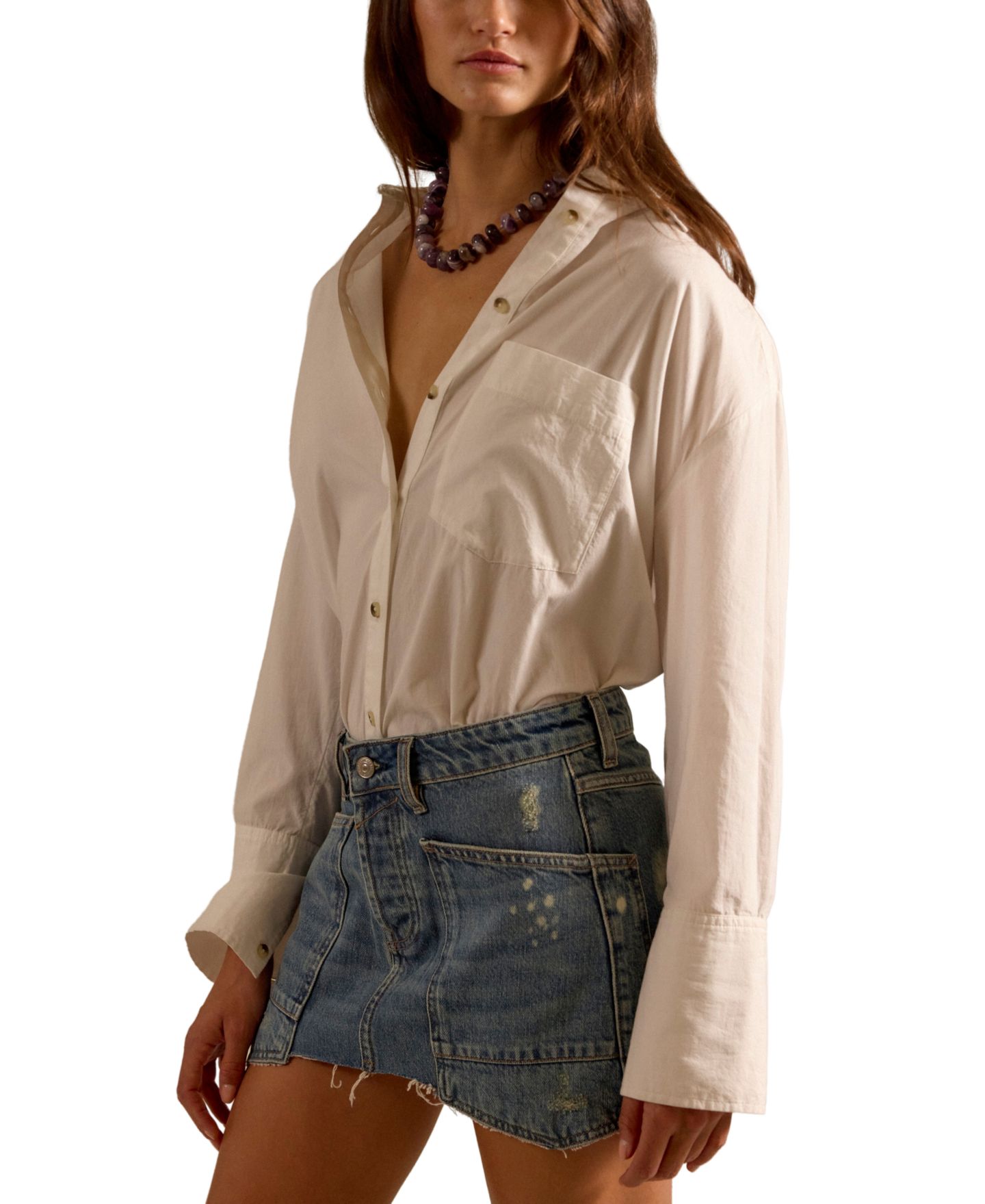 Женская юбка Free People We The Free Mini Denim Skirt, цвет: Синий — фото 3
