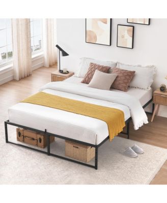 Heavy Duty Noise-Free Metal Platform Bed Frame, Queen Size, Steel Slats, 13" Underbed Storage, 800 lbs Capacity