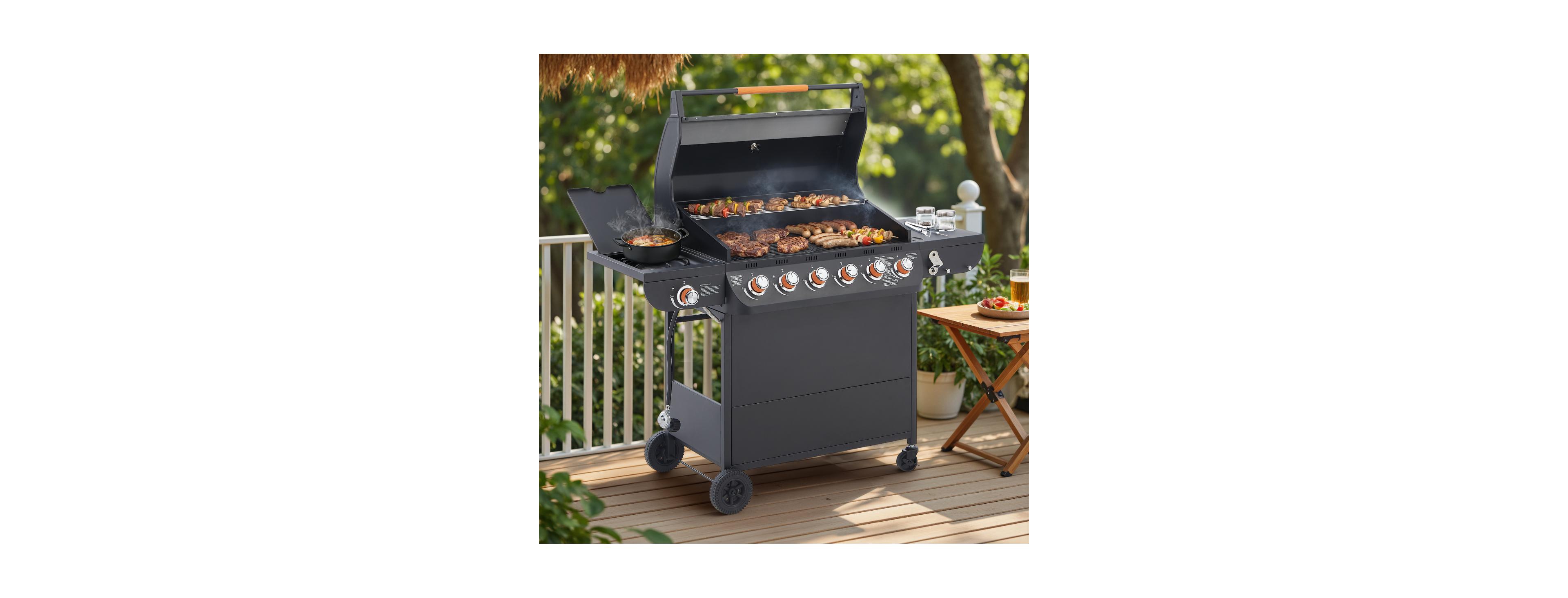 Streamdale Furniture 6-Burner Stainless Steel Propane Gas Bbq Grill with Side Burner