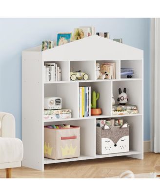 Kids Bookshelf 9-Cubby Toy Storage Organize Bookcase Toddlers Playhouse Cabinet Shelf
