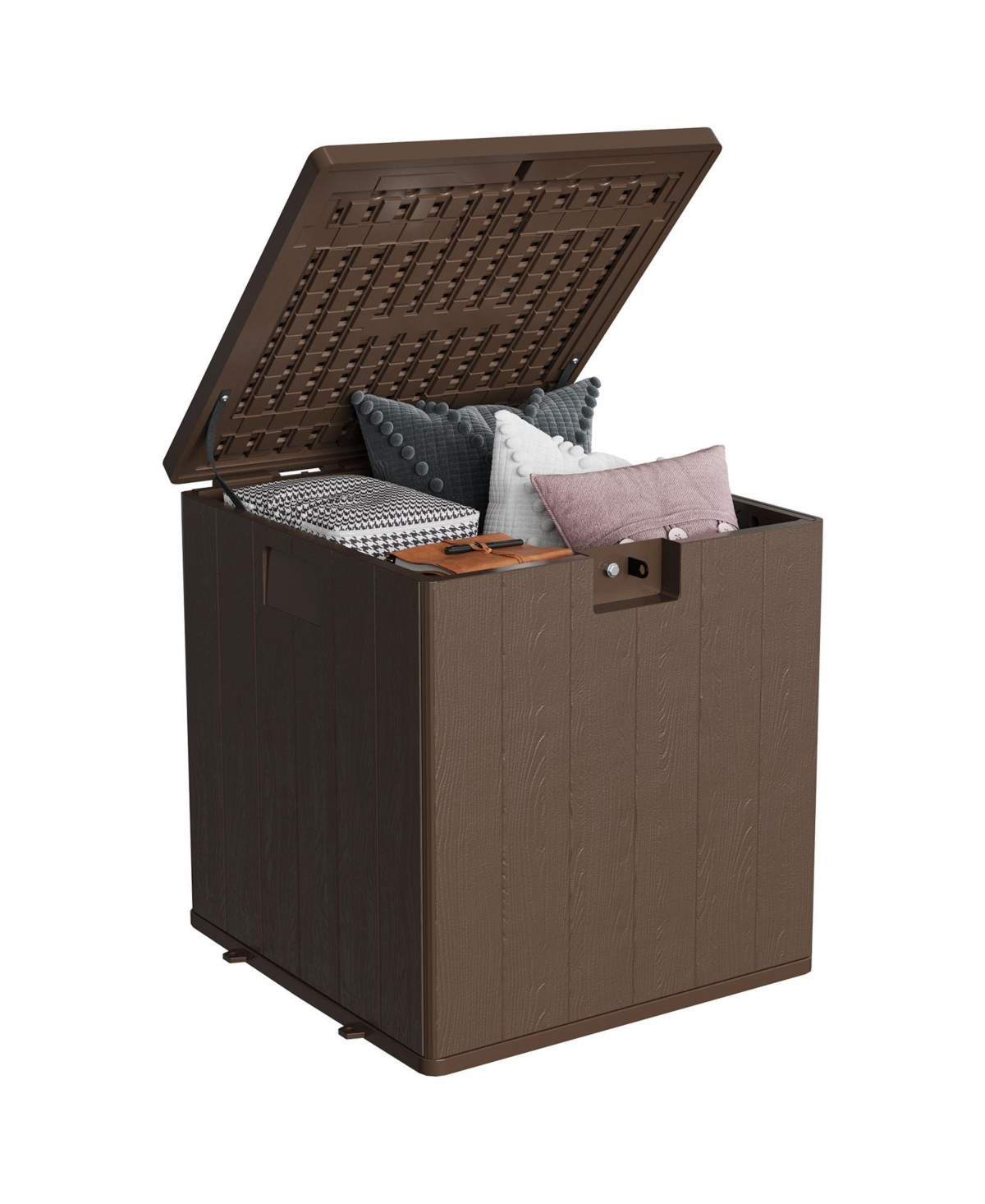 GarveeLife 80 Gallon Resin Deck Box Waterproof Weather Resistant Outdoor Storage Container with Lockable Lid Handles Heavy Duty 350 Lb Capacity