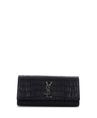 Long Classic Monogram Clutch Embossed Leather