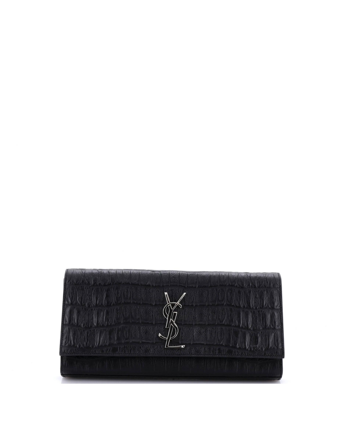 Pre-Owned Saint Laurent Long Classic Monogram Clutch Embossed Leather