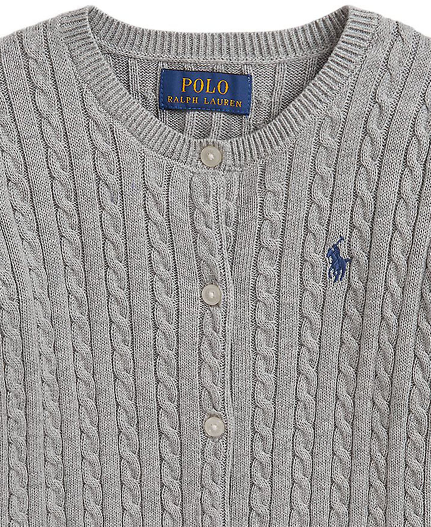 Кардиган Polo Ralph Lauren Mini-Cable Cardigan для девочек, цвет: Меланжевый / Тёмно-синий — фото 3