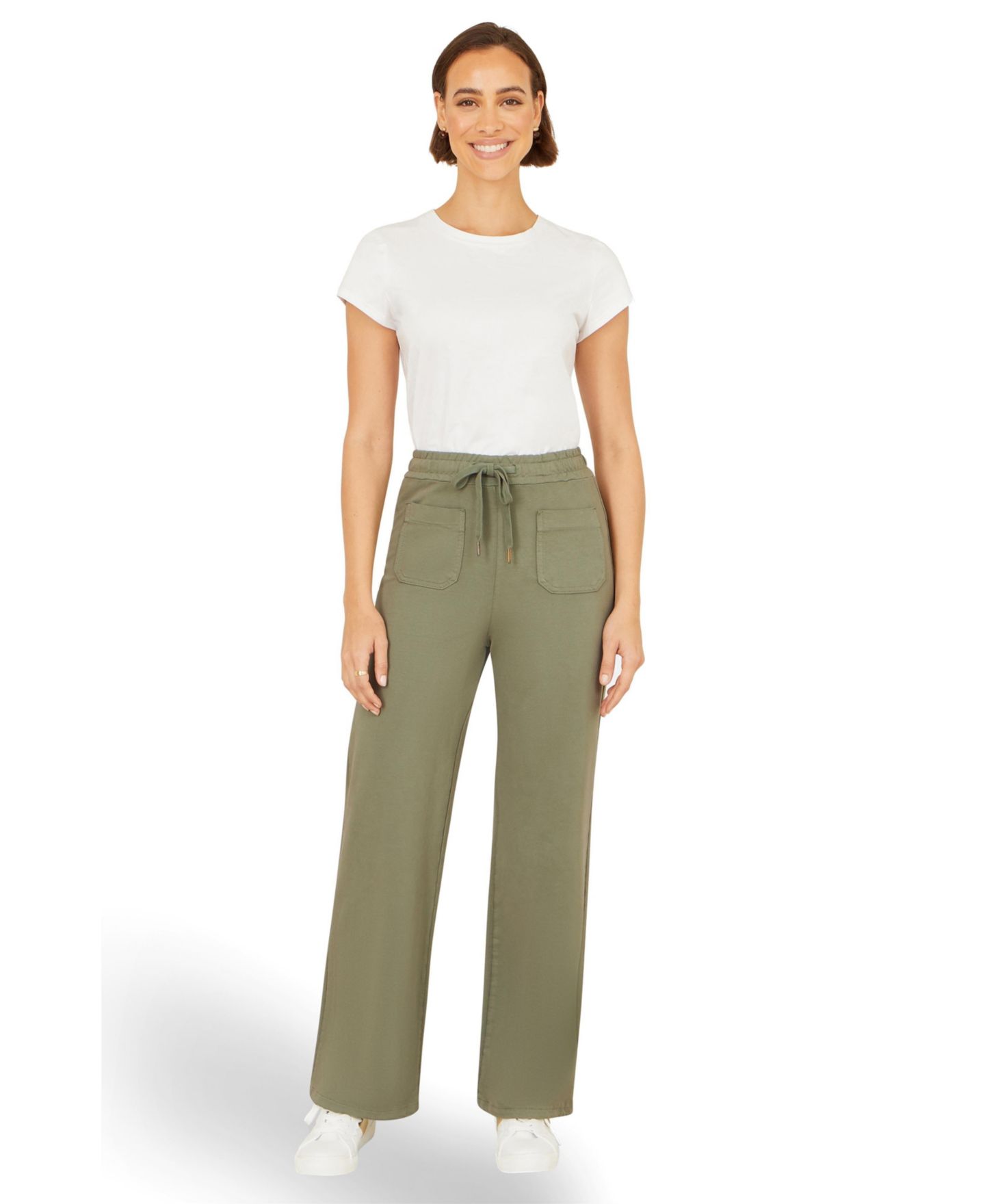 Женские брюки Yumi Relaxed Stretch Wide Leg, цвет: Средний зелёный — фото 2