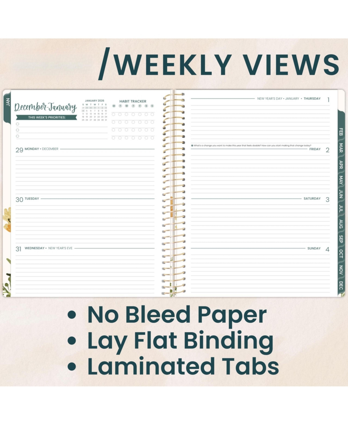 Gnuadz 2026 Planner Weekly Monthly Agenda Stickers Bookmark