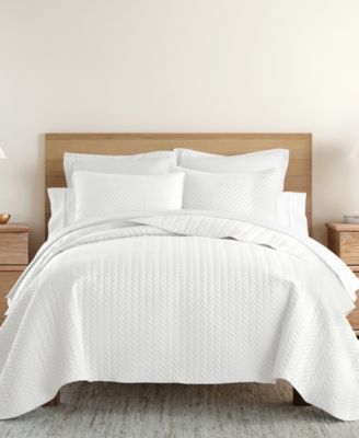 Herringbone Lightweight Quilted Coverlet Set, Twin