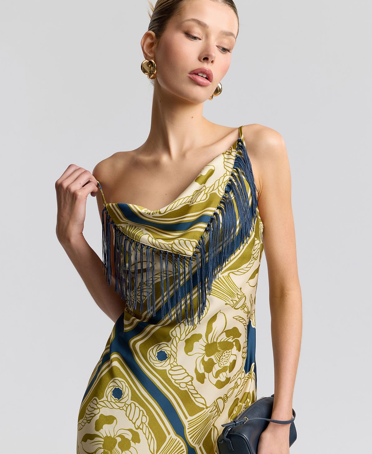 Avec Les Filles Women's Cowl Neck Scarf Print Maxi Dress view 4 — MAYCSS fashion products