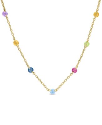 Multi-Gemstone (7/8 ct. t.w.) Necklace in 18k Gold-Flash-Plated Sterling Silver