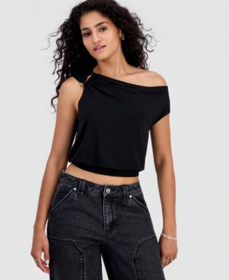 Juniors' Asymmetrical Cropped Top