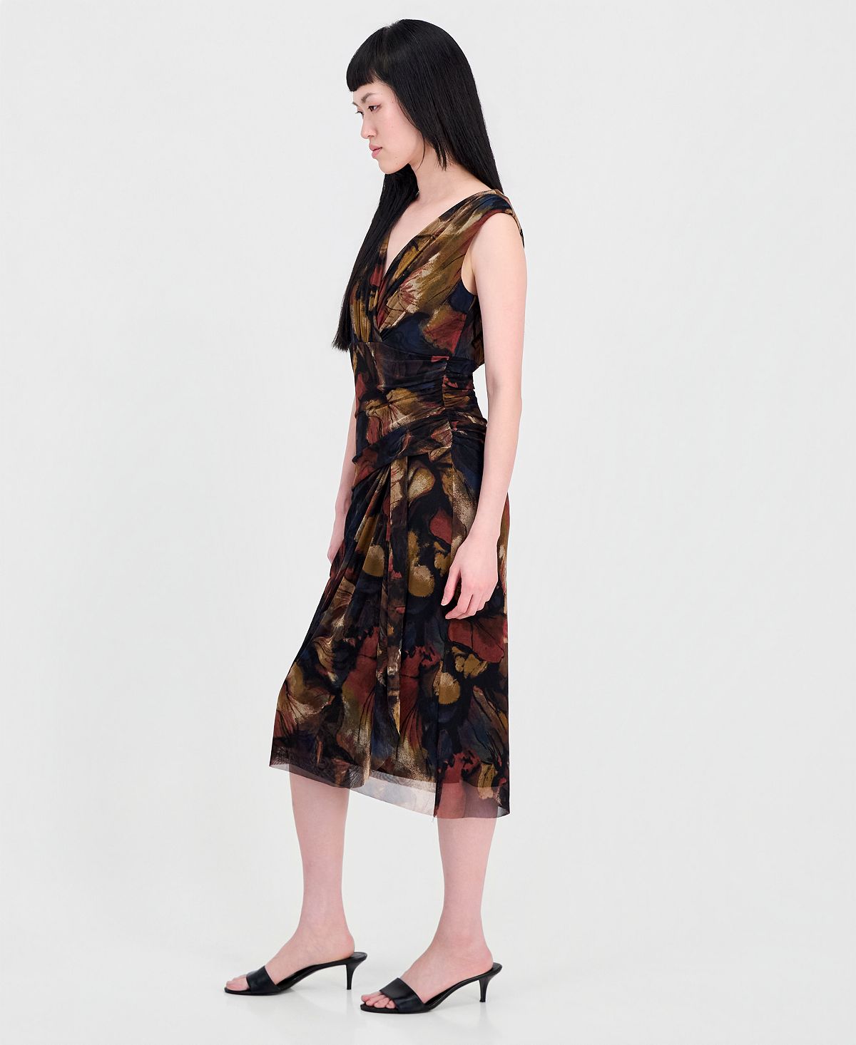 Connected Women's Printed Surplice-Neck Pleated Dress view 2 — MAYCSS fashion products