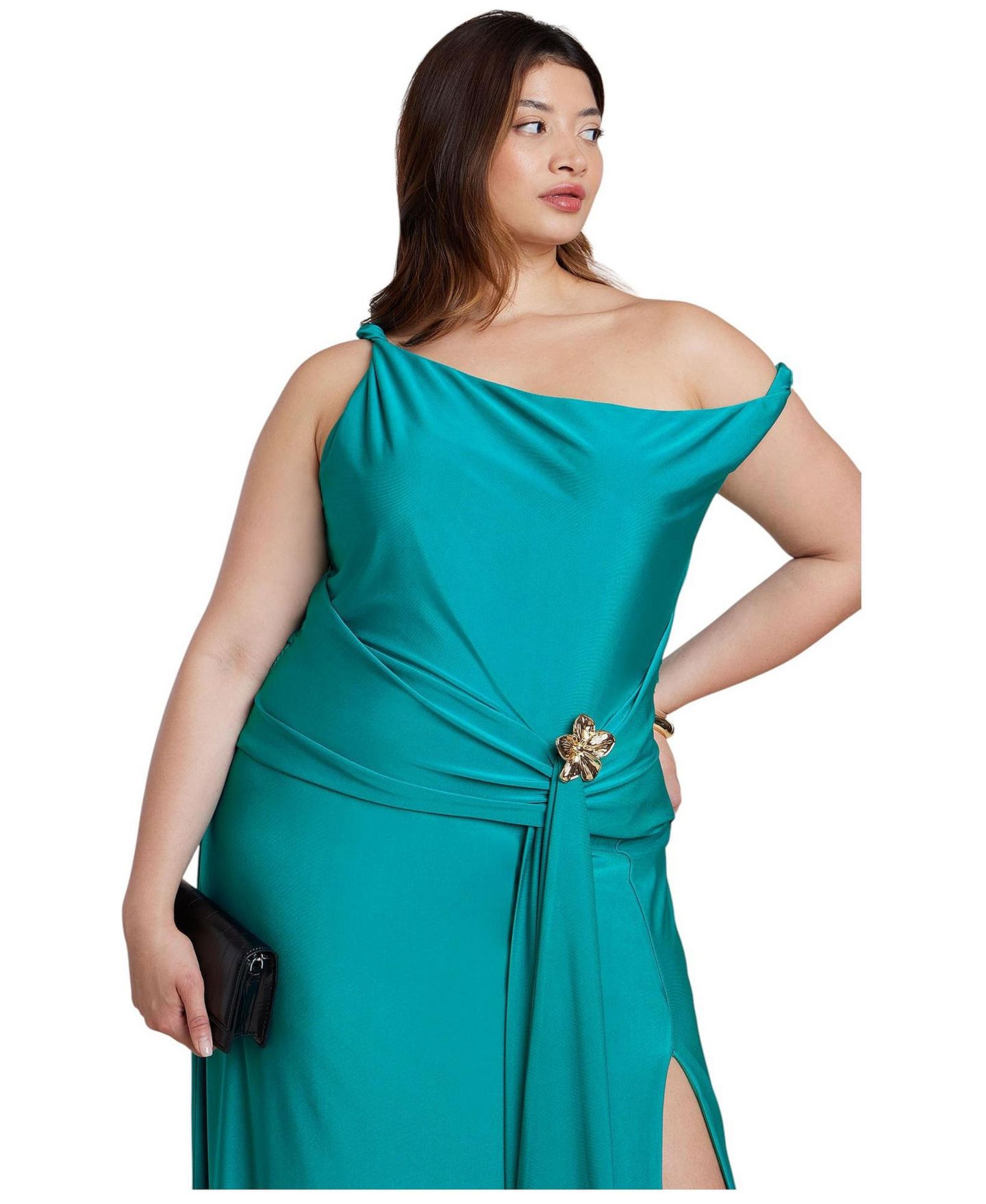 Женское платье ELOQUII Plus Size Boat Neck Maxi, цвет: Bayou — фото 4