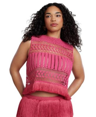 Women's Patbo Fringe Detail Crochet Top