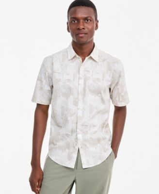 Men's Brushed Geometric Poplin Short-Sleeve Shirt