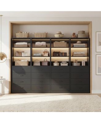 1-4 Pieces 21.3inch  Closet Drawer System, Walk-in Closet Tower with 4 Wooden Drawers and Shelves