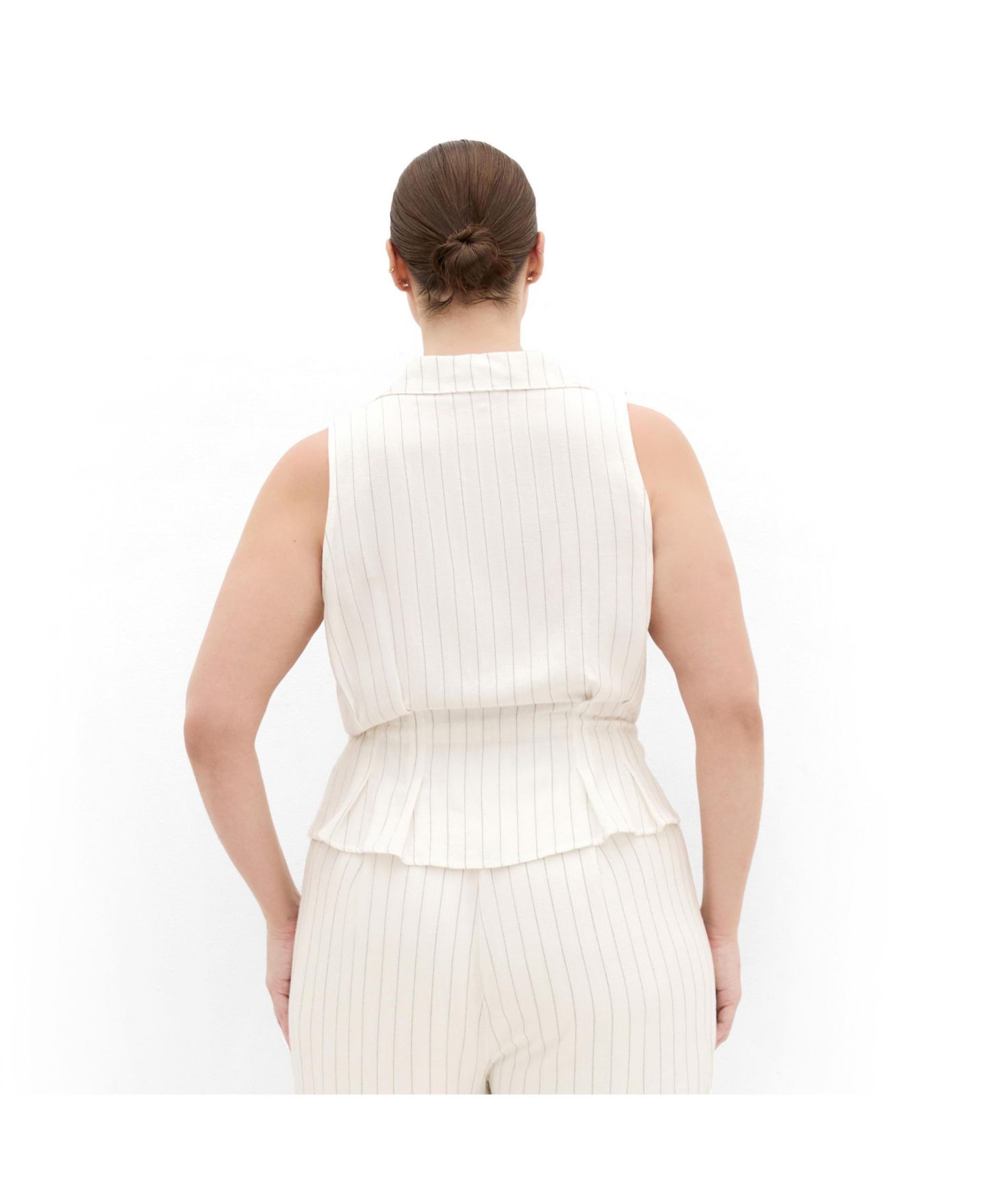 Женский жилет CITY CHIC Eva Stripe Relaxed Vest, цвет: Слоновая кость / Чёрный — фото 2