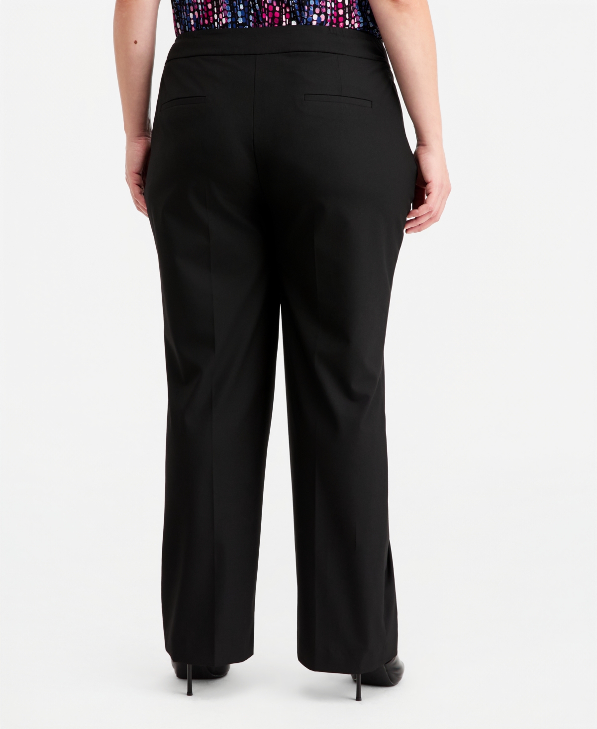 Kasper Plus Washable Bi-Stretch Mid Rise Straight Leg Pants