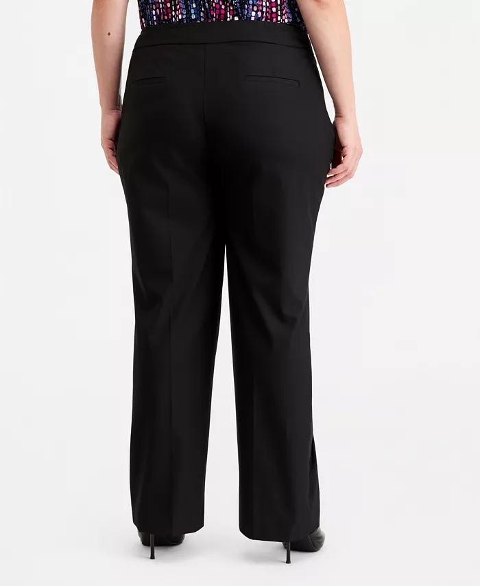 Plus Size Machine Washable Mid Rise Straight Leg Pants - thumbnail 7