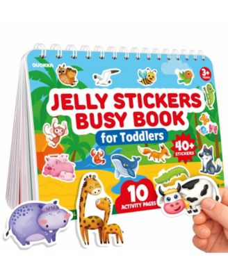 Jelly Sticker Books for Toddlers 1-3, 40+ Large Thick Reusable Stickers, Waterproof Washable Toddler Activity Busy Book
