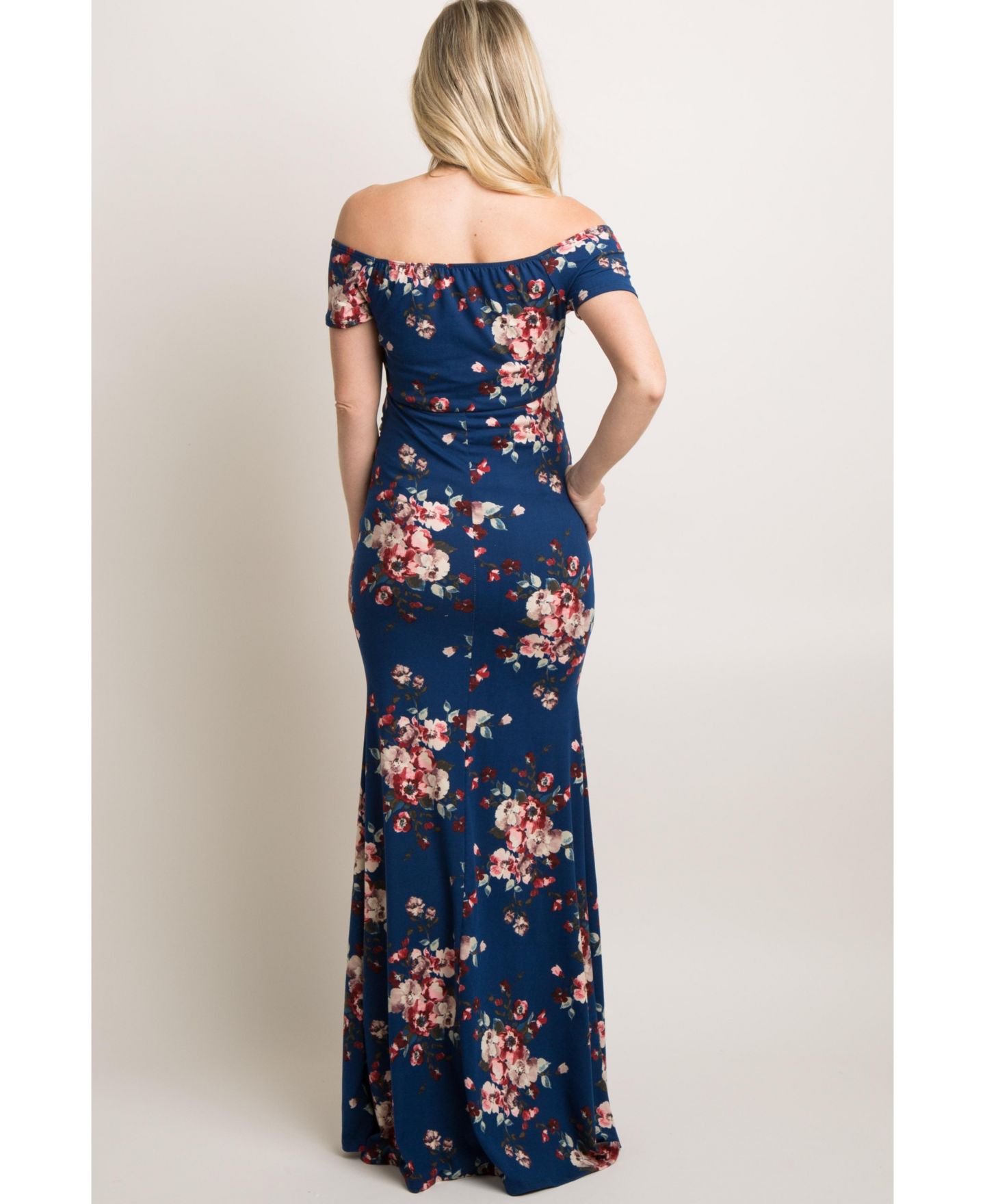 Женское платье Pinkblush Navy Floral Off Shoulder Wrap Photoshoot Gown/Dress, цвет: Тёмно-синий — фото 3