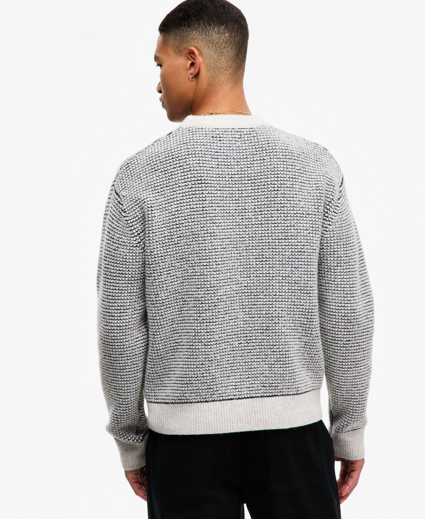 Мужской свитер Mode of One Long-Sleeve Waffle-Knit, цвет: Глубокий чёрный — фото 4
