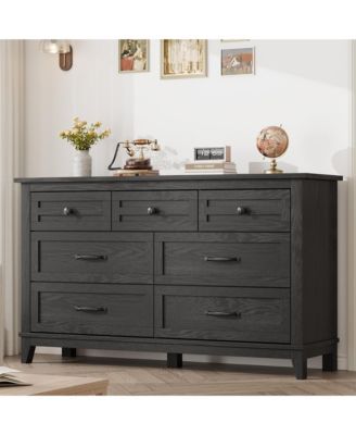 7 Drawer Dresser, 54" Wide Wooden Storage Chest, Modern MDF Closet Organizer for Bedroom, Living Room, Entryway