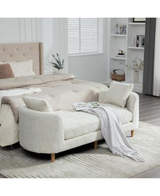 Modern Upholstered End of Bed Bench with Armrests and Bolsters