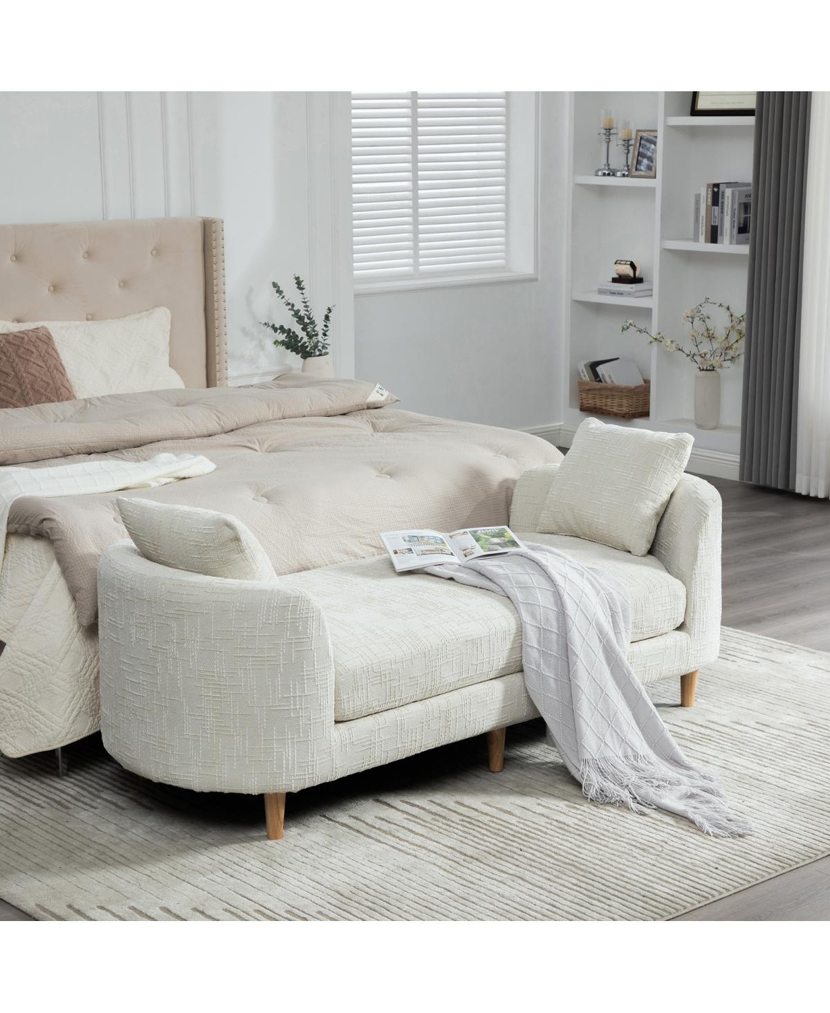 Streamdale Furniture Modern Upholstered End of Bed Bench with Armrests and Bolsters