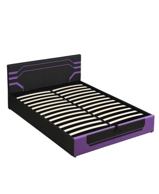 Queen Size Hydraulic Storage Gaming Bed Frame, Cyberpunk Design
