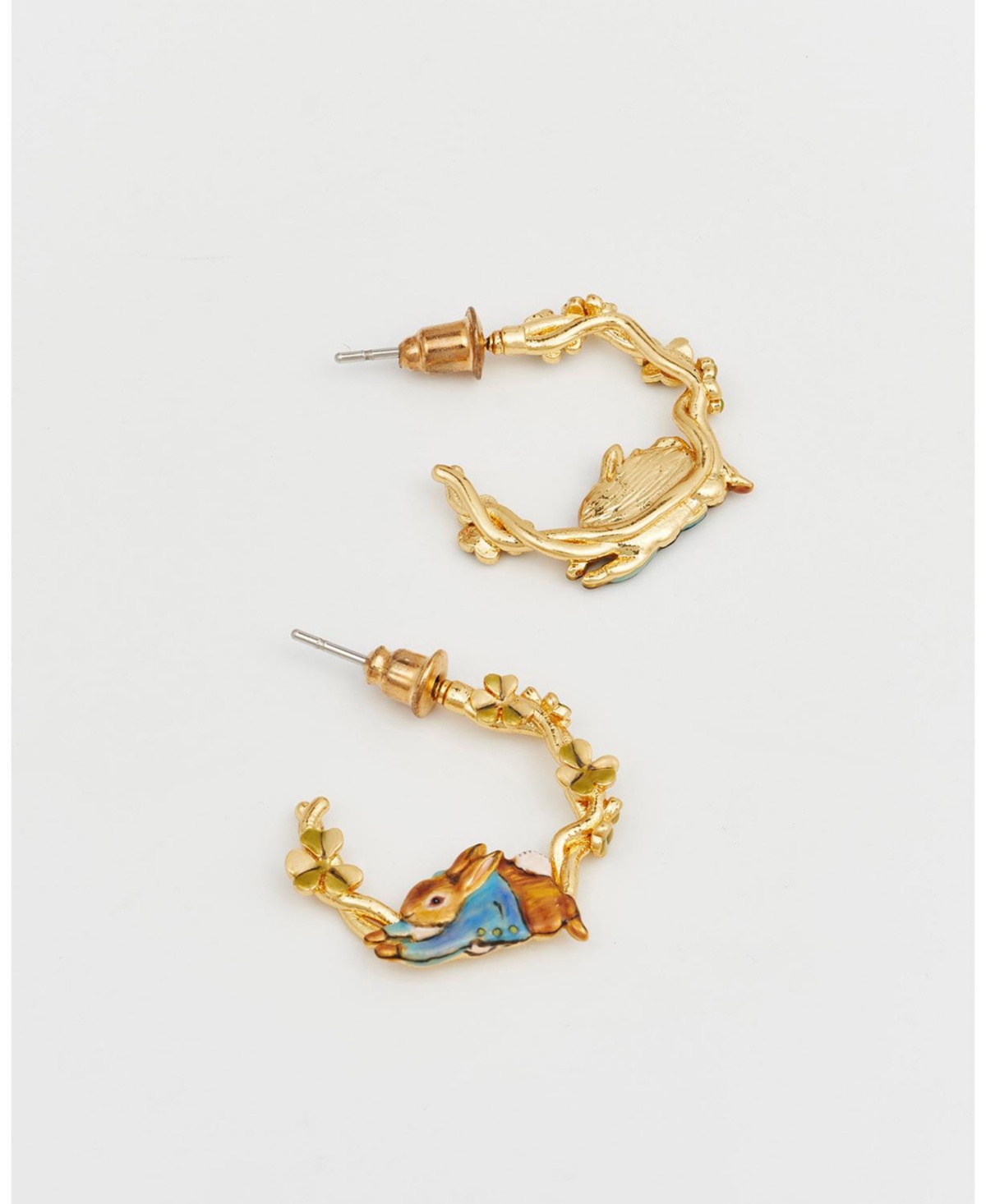 Fable England Peter Rabbit Jumping Clover Hoop Earrings