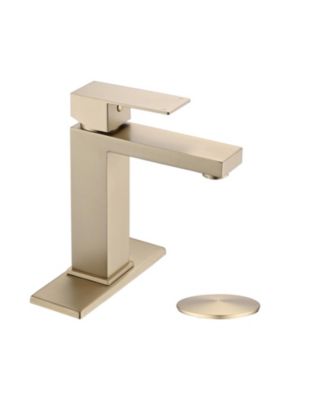 Bathroom Faucet Single Hole, Single Handle Stainless Steel Faucet for Bathroom Sink with Deckplate and Drain Assembly
