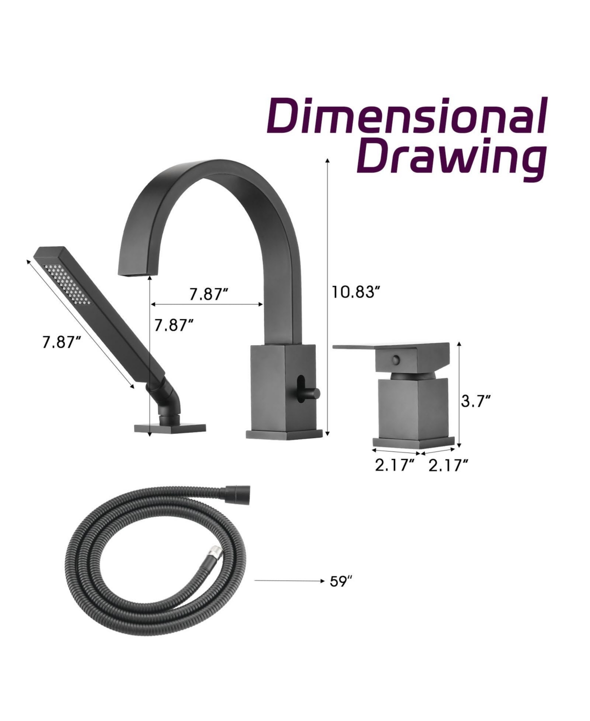 Phying Waterfall Bathtub Faucet with Sprayer